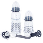 Baby Boys Navy Bottle & Dummy Gift Set, 2, hi-res