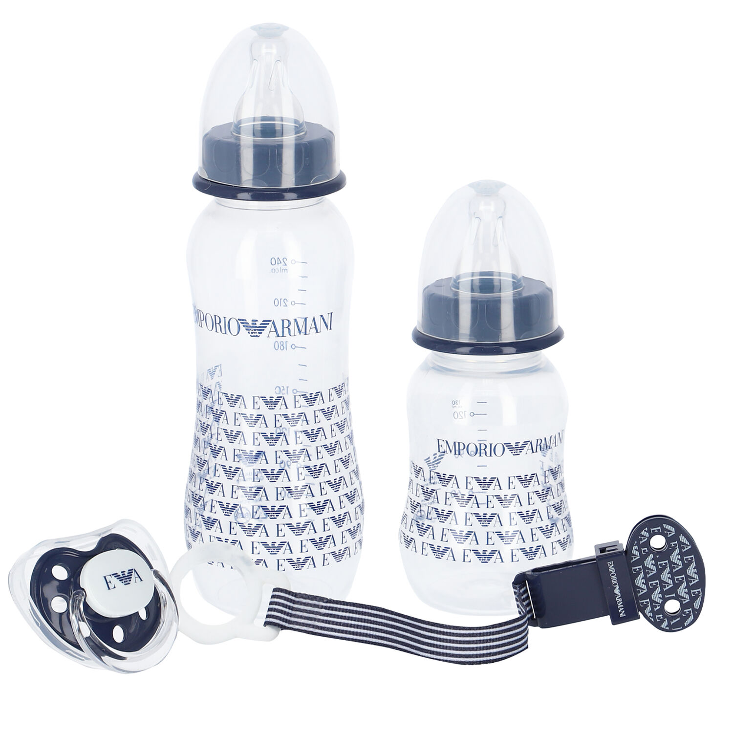 Baby Boys Navy Bottle & Dummy Gift Set, 2, hi-res