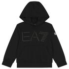 Boys Black Logo Hooded Top, 1, hi-res