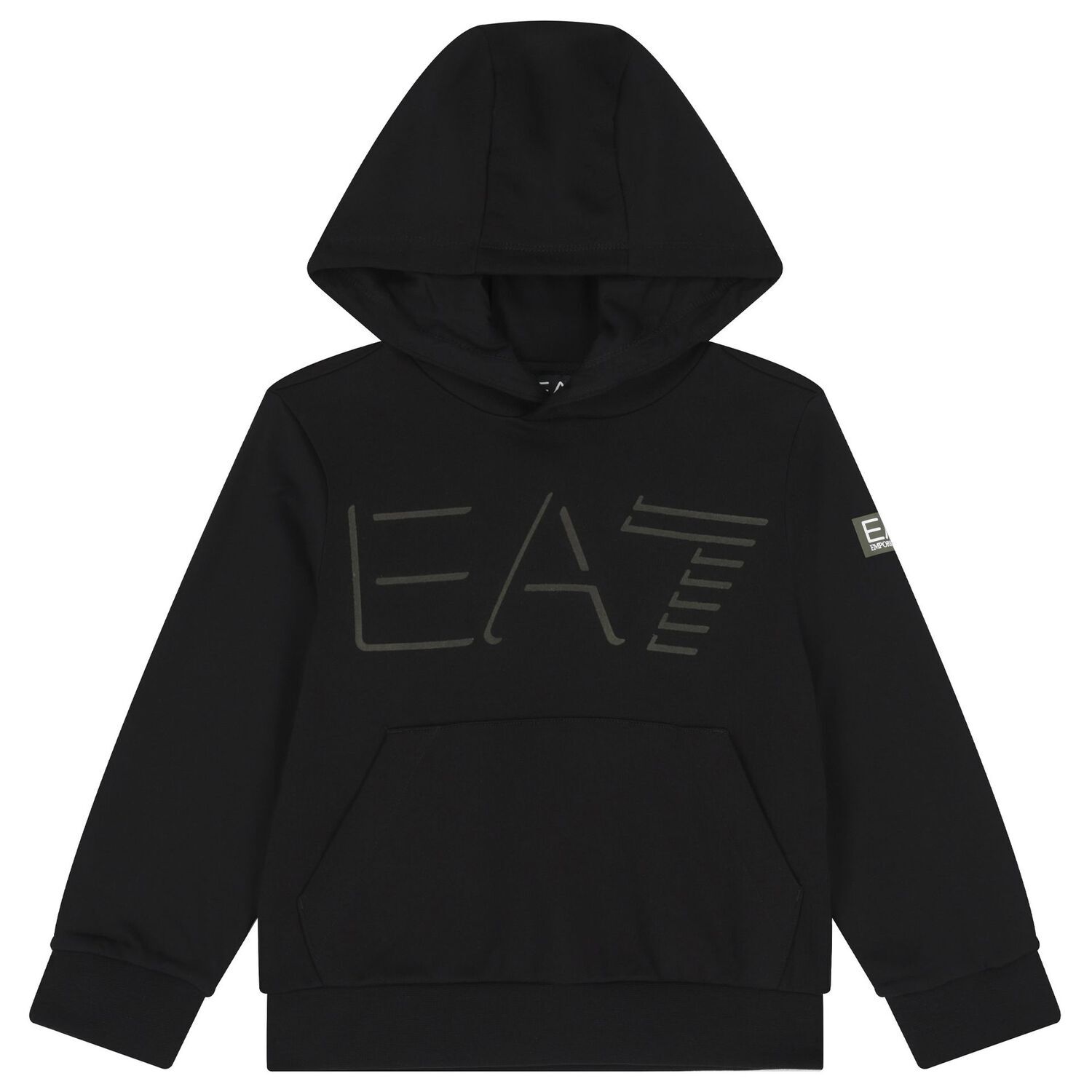 Boys Black Logo Hooded Top, 1, hi-res