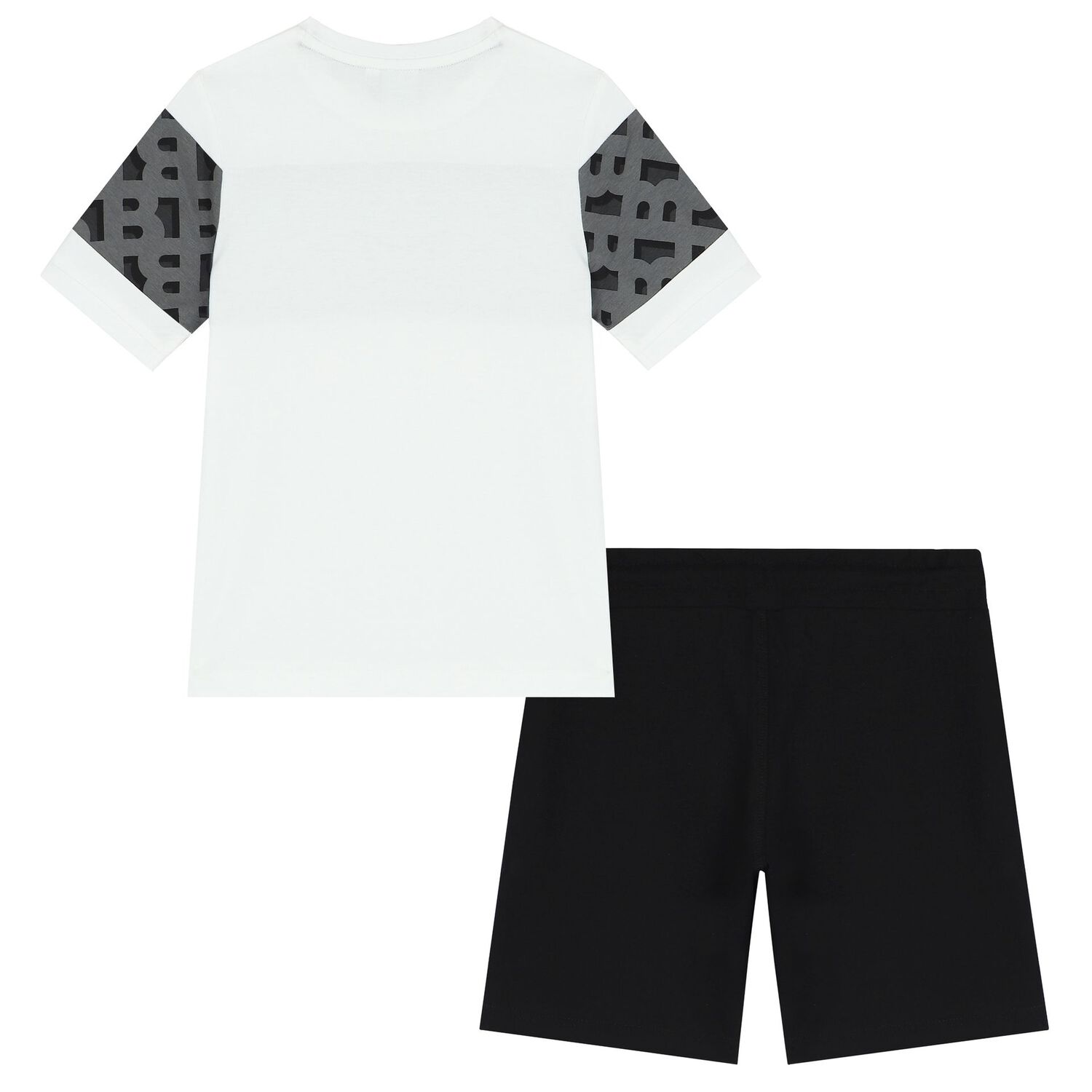Boys White & Black Logo Shorts Set, 1, hi-res