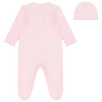 Baby Girls Pink Logo Babygrow & Hat Gift Set