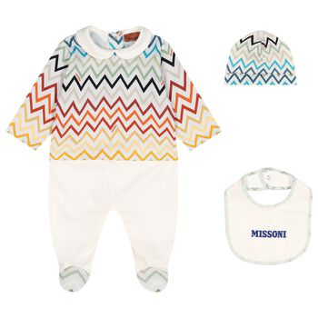 Ivory & Blue Logo Zig Zag Babygrow Gift Set