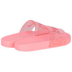Girls Pink Logo Glitter Sliders, 1, hi-res