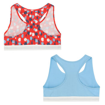 Girls Blue & Red Logo Bra Tops (2-Pack)