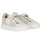 Girls Ivory & Gold Logo Trainers, 1, hi-res