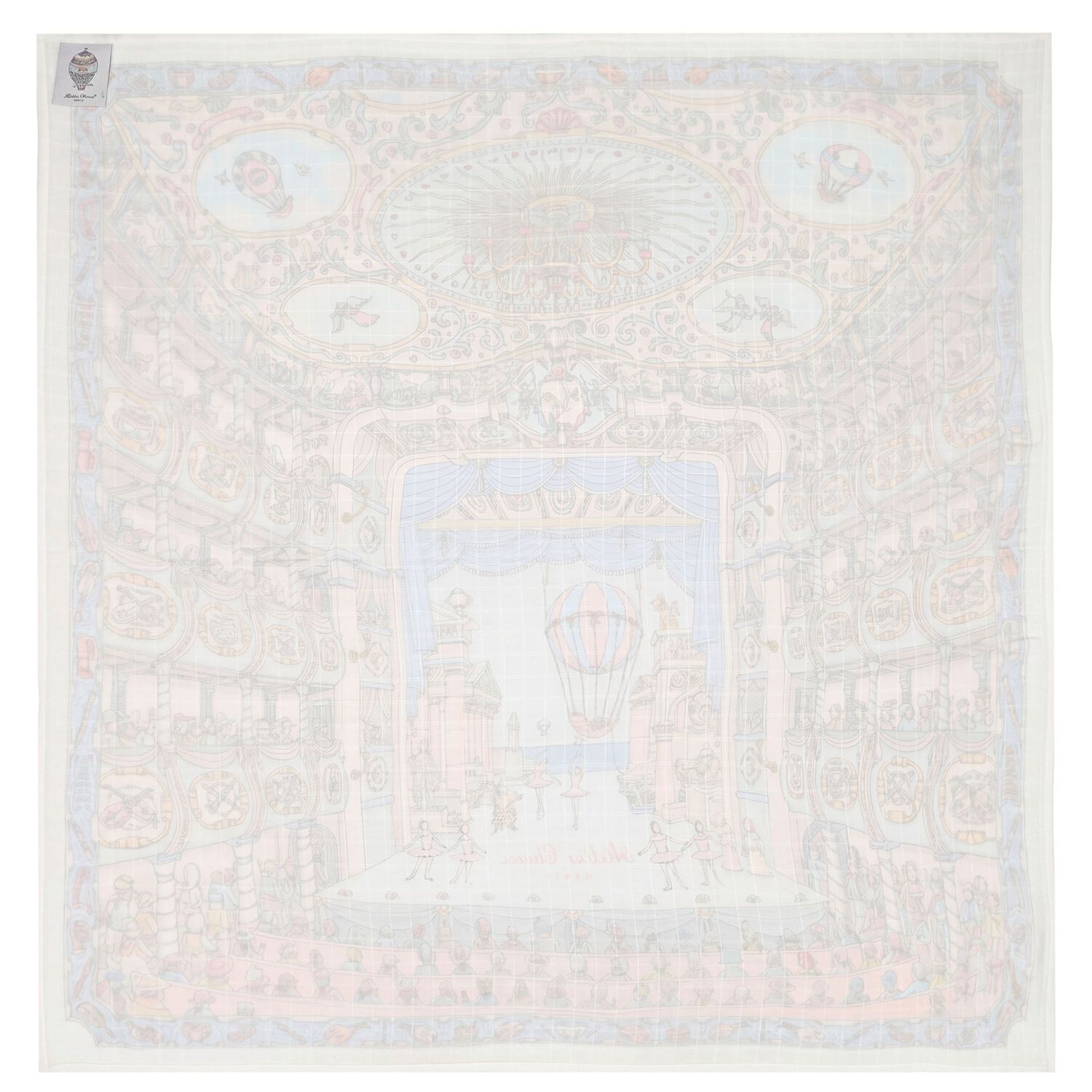 Ivory & Blue Ballet de Paris Baby Carr&eacute; Swaddle Blanket, 1, hi-res