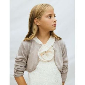 Girls Beige Bolero Knit Cardigan