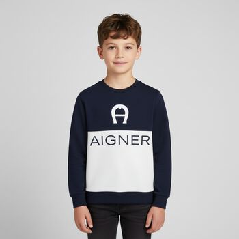 Boys Navy & White Logo Sweatshirt