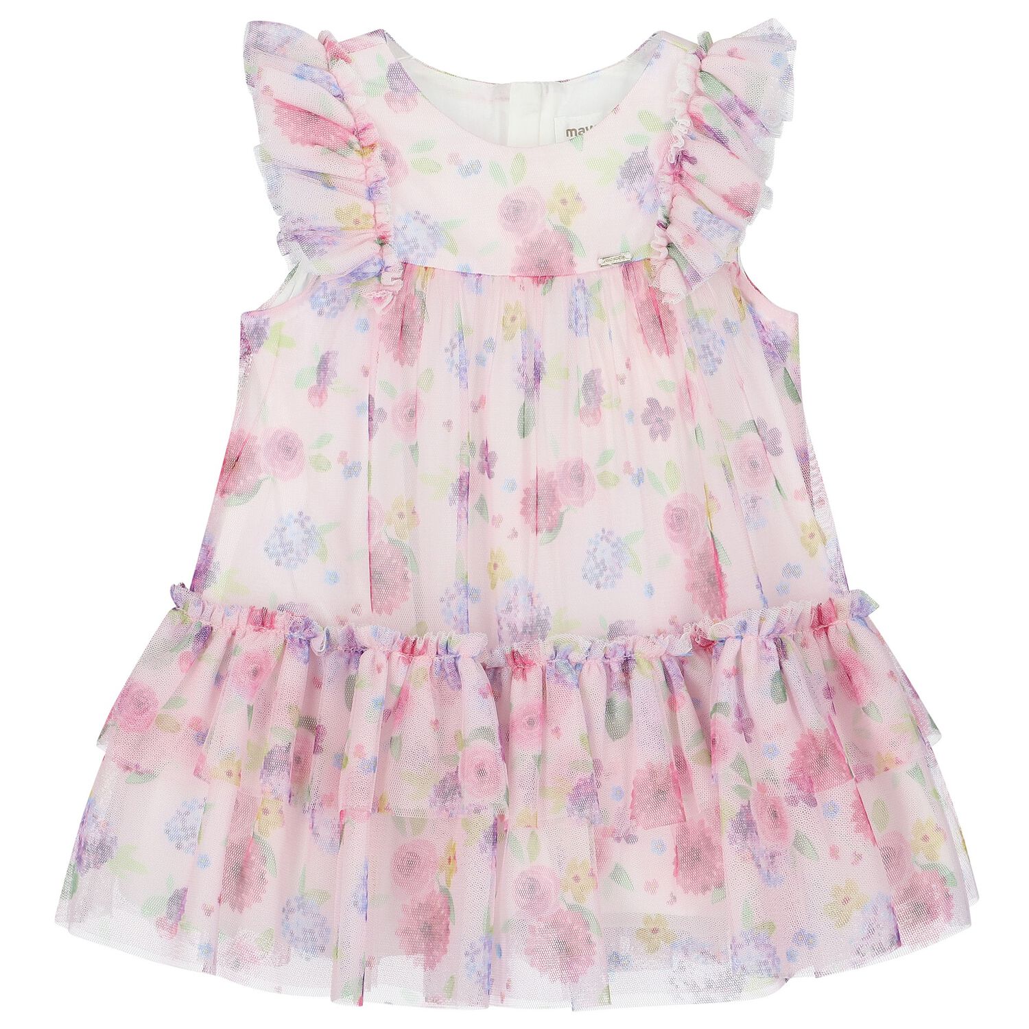 Baby Girls Pink Floral Dress, 1, hi-res