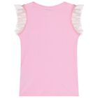 Girls Pink Logo Ribbed Top, 2, hi-res