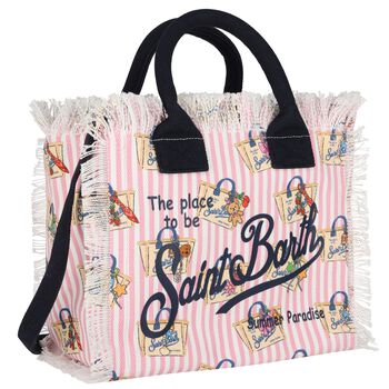 Girls White & Pink Logo Tote Bag