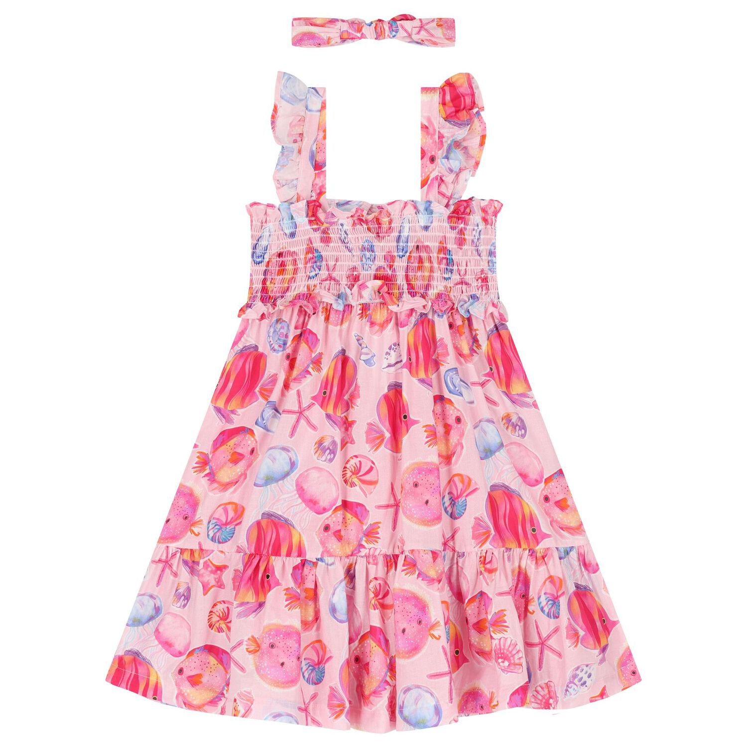 Girls Pink Sea Creature Dress Set, 2, hi-res image number null