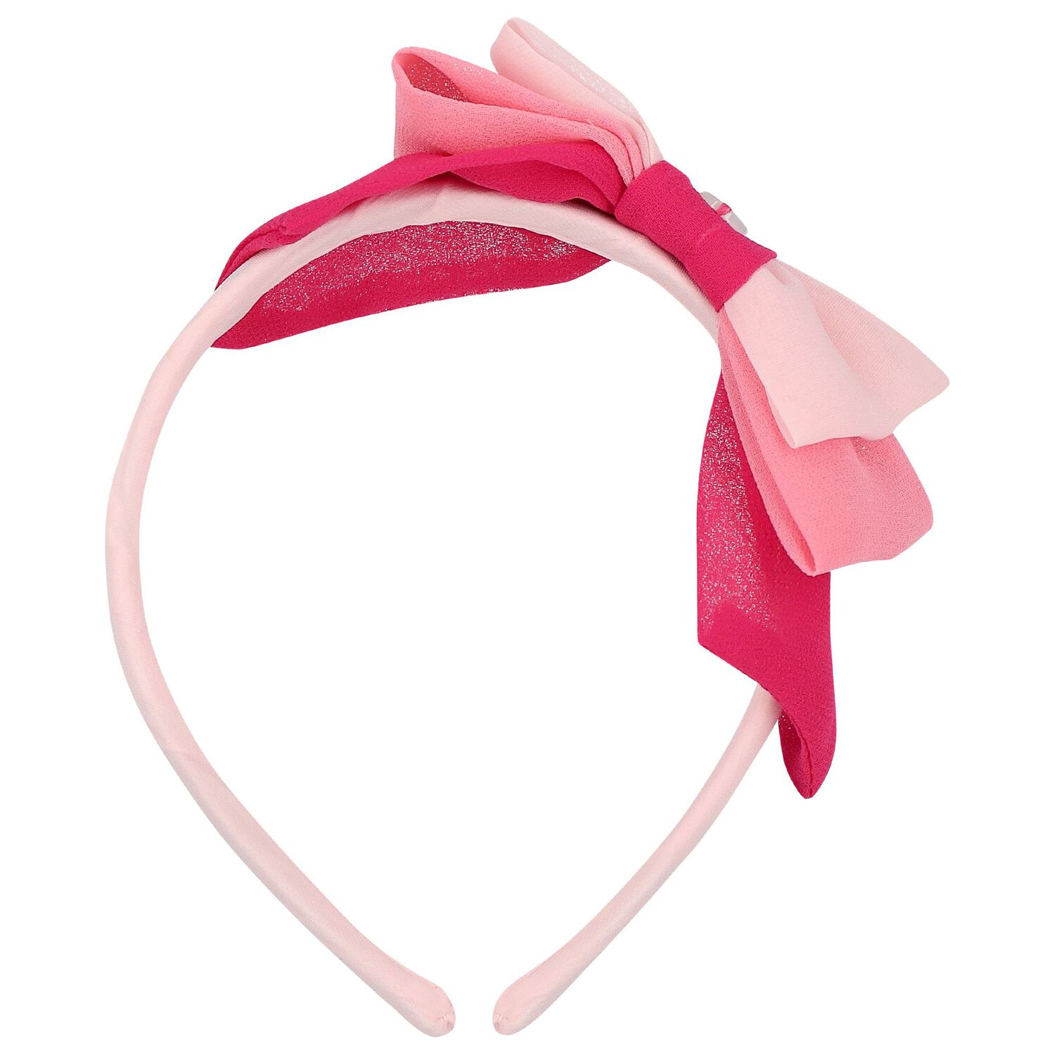 Girls Pink Chiffon Bow Headband, 1, hi-res