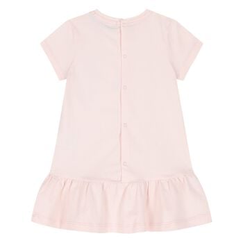 Younger Girls Pink Faux Fur Teddy Bear Dress