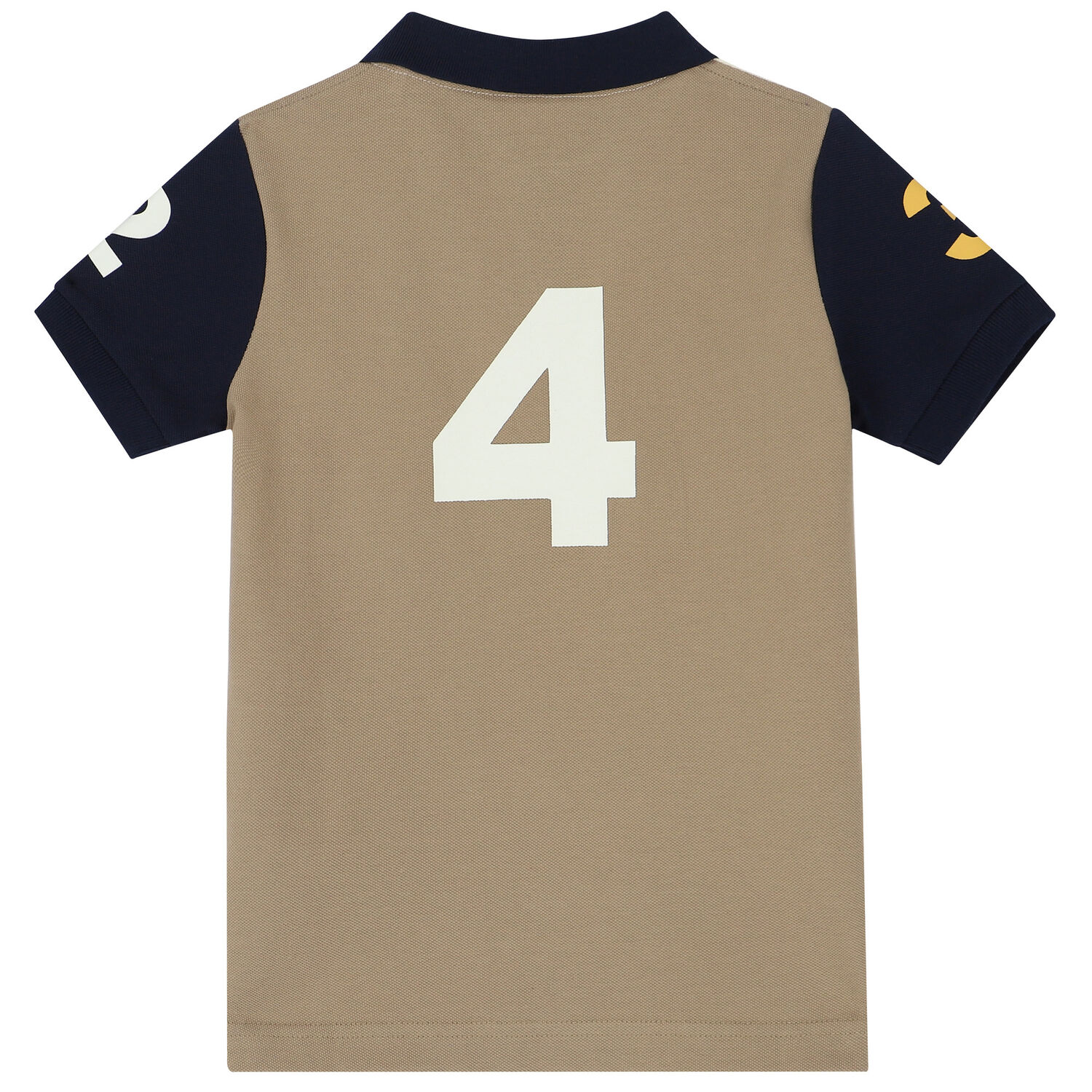 Boys Ivory & Beige Logo Polo Shirt, 1, hi-res