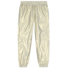 Girls Gold Logo Joggers, 1, hi-res