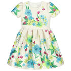 Girls Special Occasion Ivory Satin Dress, 1, hi-res