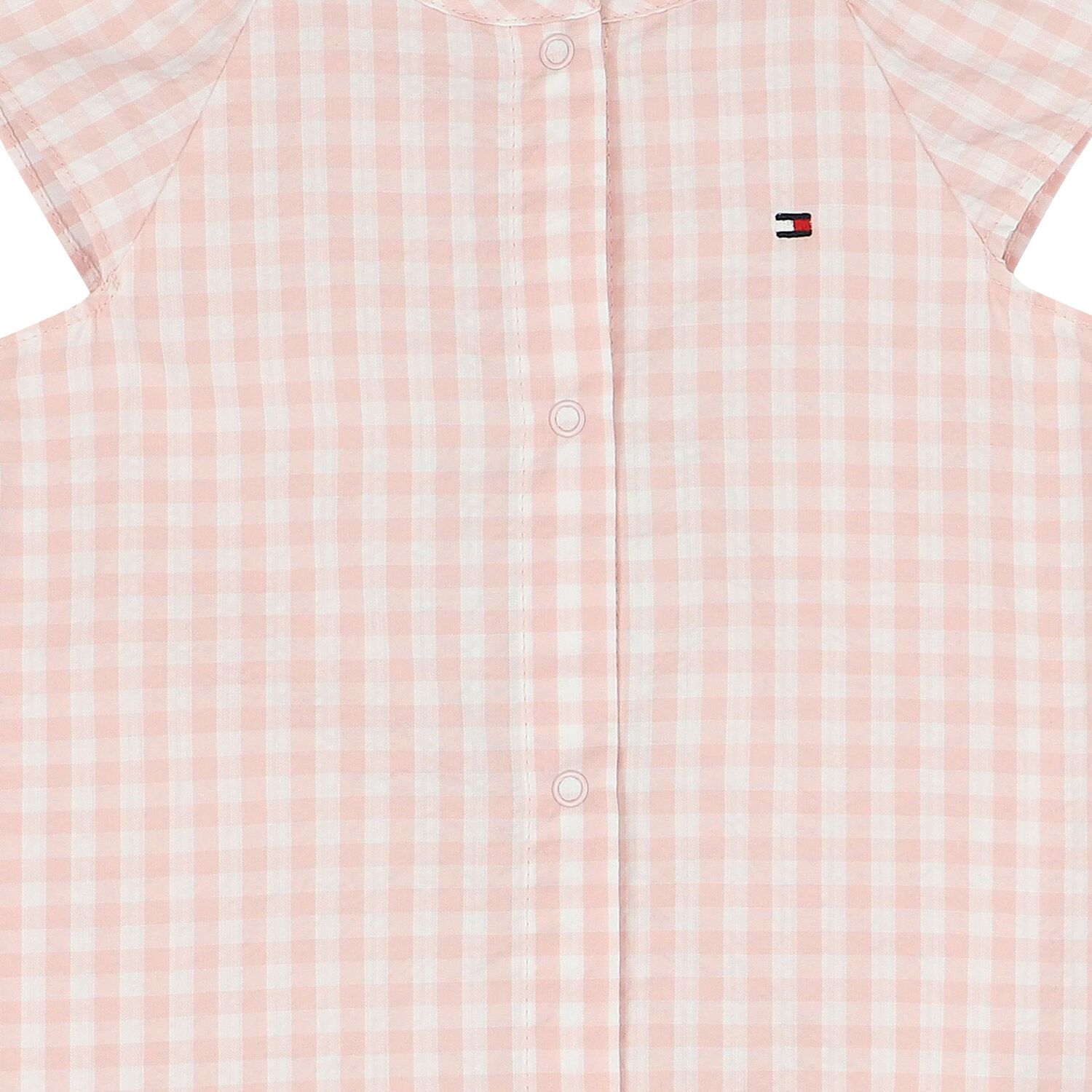 Baby Girls Pink Logo Gingham Romper, 1, hi-res