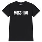 Girls Black Logo Dress, 2, hi-res