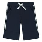 Boys Navy Logo Shorts, 1, hi-res