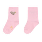 Girls Pink Teddy Socks, 1, hi-res