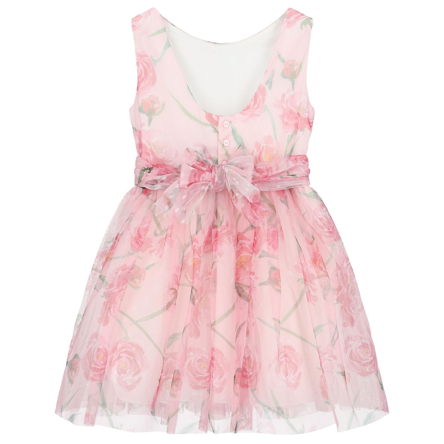 Girls Pink Floral Tulle Dress, 1, hi-res image number null