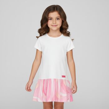Girls White & Pink Iride Dress