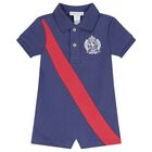 Baby Boys Blue Logo Polo Romper, 1, hi-res