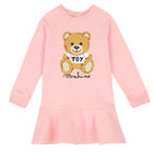 Younger Girls Pink Teddy Logo Dress, 1, hi-res