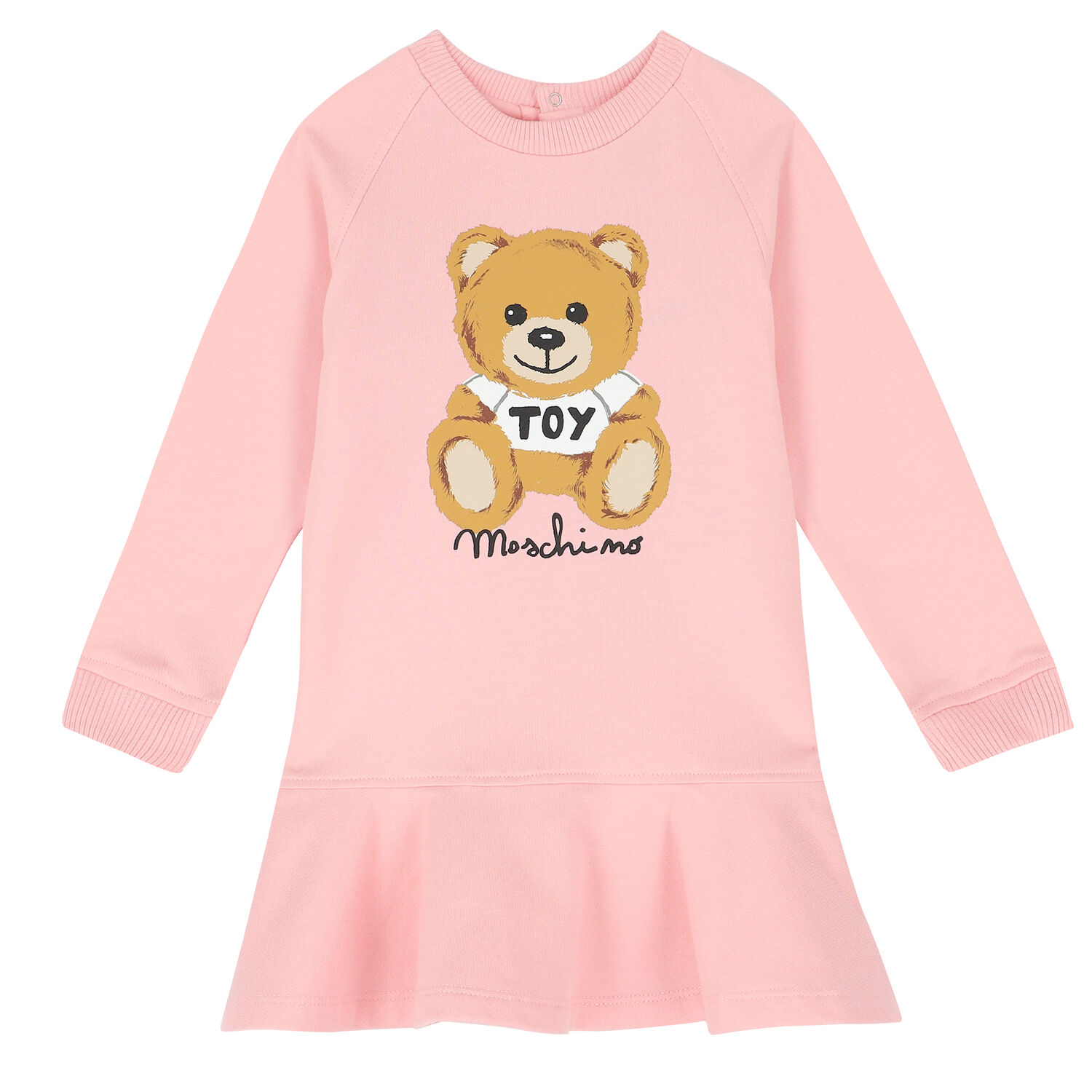 Younger Girls Pink Teddy Logo Dress, 1, hi-res