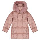 Girls Pink Puffer Coat, 1, hi-res