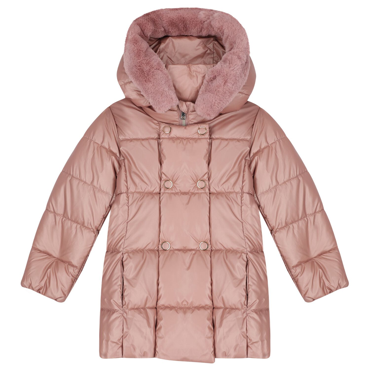 Girls Pink Puffer Coat, 1, hi-res image number null