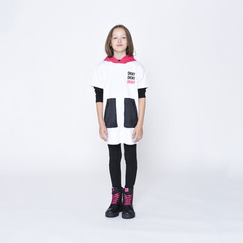 Girls White Logo Hooded Dress