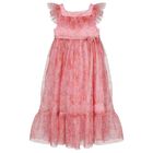 Girls Pink Peony Tulle Dress, 1, hi-res