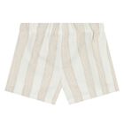 Younger Girls Beige & White Striped Shorts Set, 1, hi-res