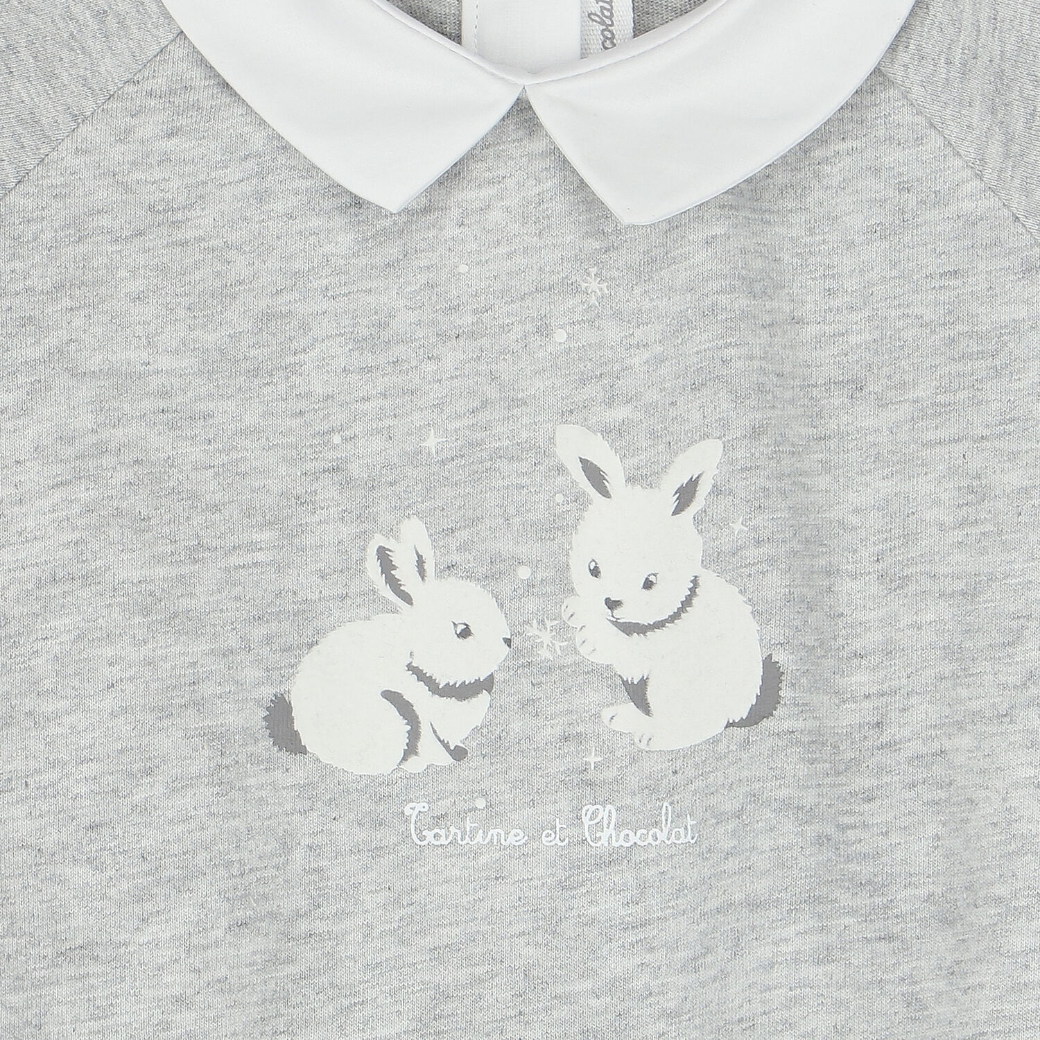 Baby Boys Grey Rabbit & Logo Babygrow, 1, hi-res