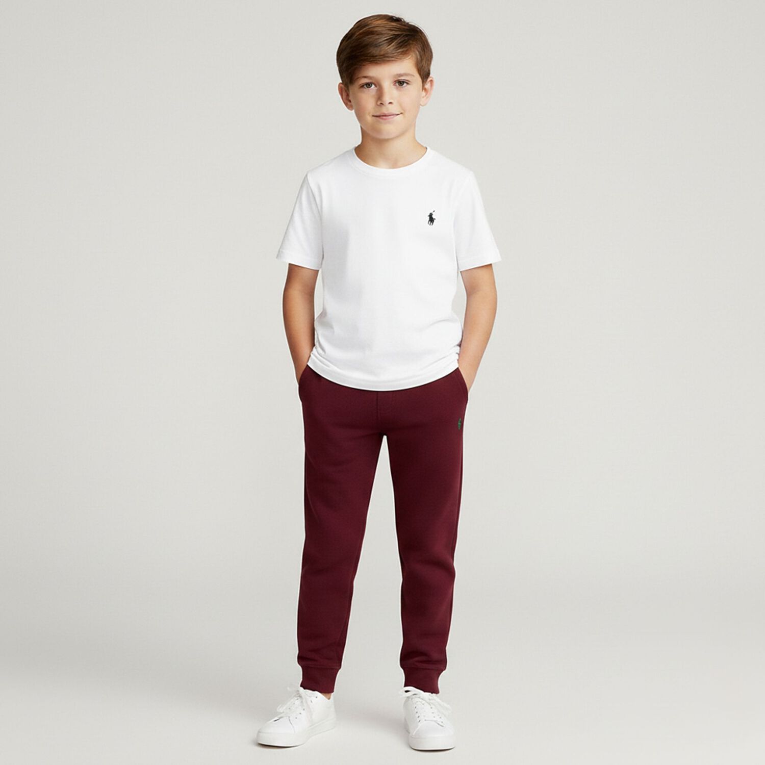 Boys Burgundy Logo Joggers, 1, hi-res