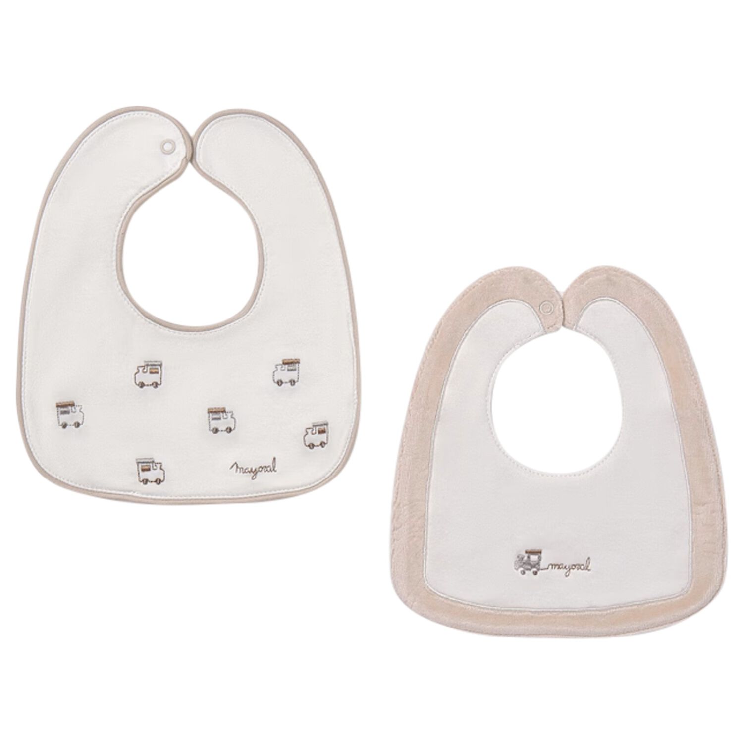 Baby Boys Ivory & Beige Trains Bibs ( 2-Pack ), 1, hi-res