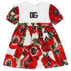 Baby Girls Red & White Floral Dress Set, 1, hi-res