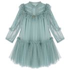 Girls Green Tulle Dress, 1, hi-res