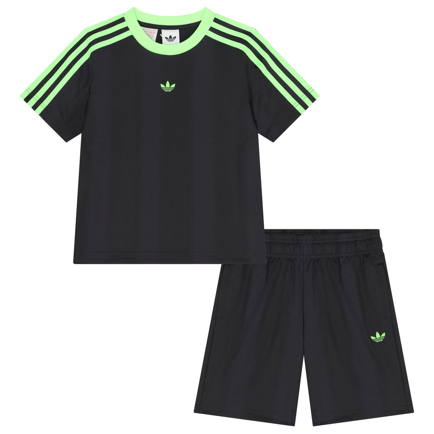 Black & Green Logo Shorts Set, 1, hi-res