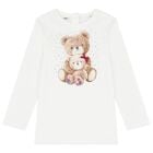 Girls Ivory Teddy Bear Long Sleeve Top, 1, hi-res