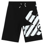 Boys Black & White Logo Shorts, 1, hi-res