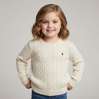 Ivory Logo Cable Knit Jumper