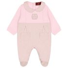 Baby Girls Pink & Gold Logo Babygrow, 2, hi-res