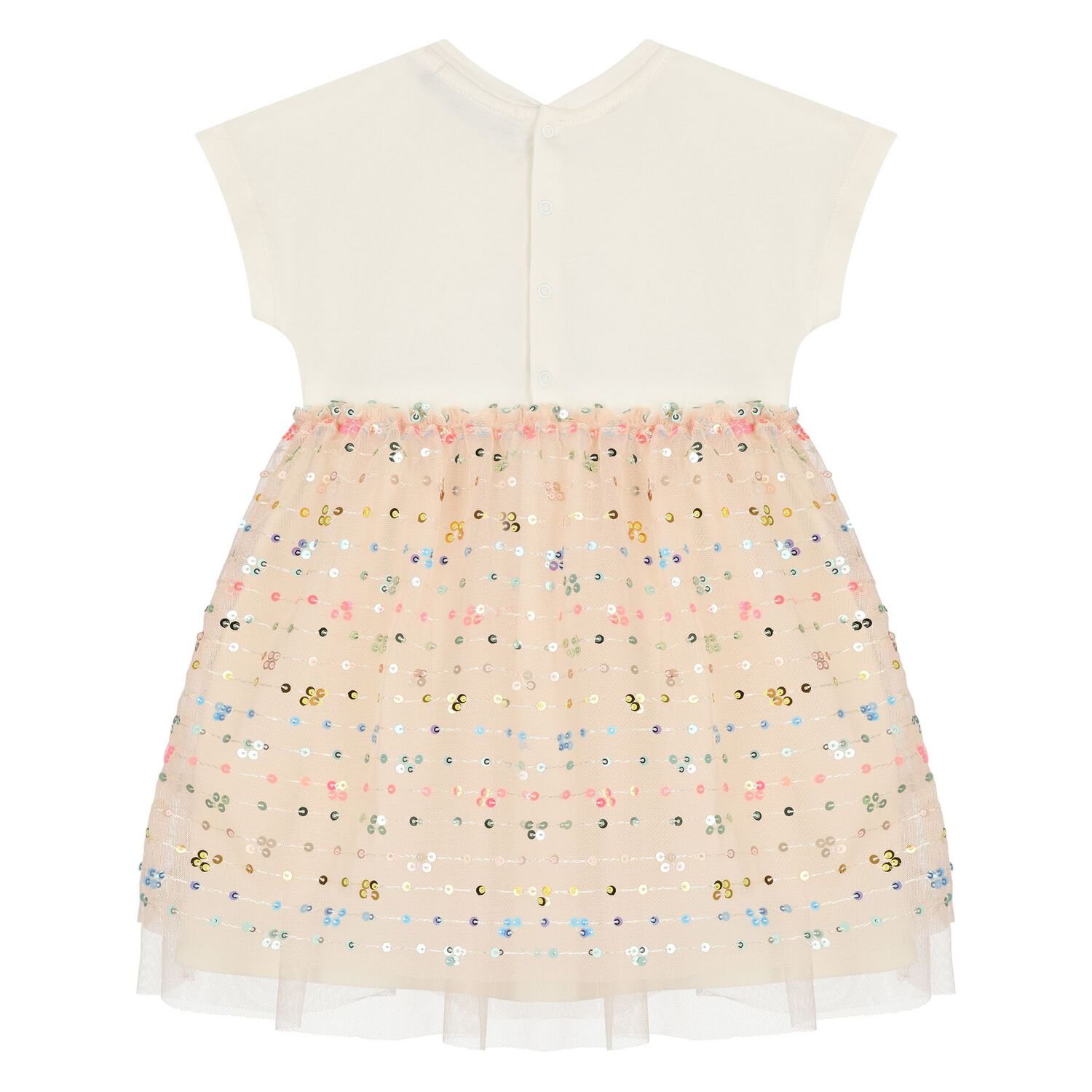 Younger Girls Ivory & Pink Logo Dress, 1, hi-res image number null