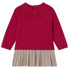 Younger Girls Red & Beige Knitted Dress, 1, hi-res