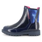 Girls Navy Blue Faux Leather Boots , 1, hi-res