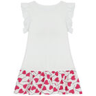 Girls Pink & White Sequin Heart Dress, 1, hi-res